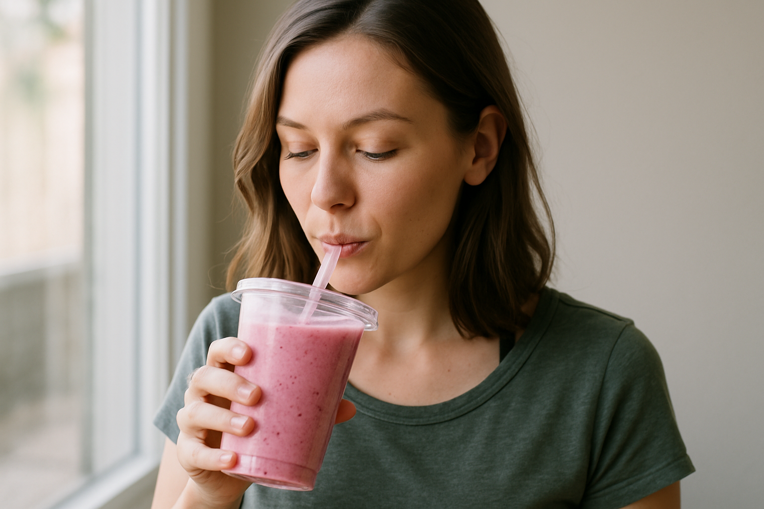 photographic WOMAN DRINKING SMOOTHIE-1
